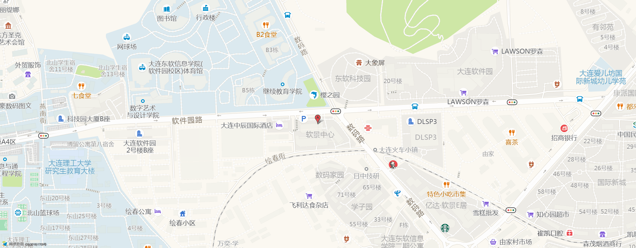 行信优租公司位置地图 — 辽宁省大连市高新园区软件园路 1 号
